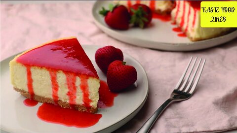 Original cheesecake recipe (New York cheesecake) with strawberry sauce!💕😋