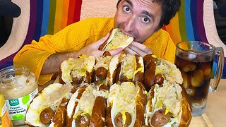 ASMR MUKBANG Cheesy Bratwurst Feast! * no talking eating sounds *