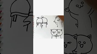 How to draw and paint Cute Love Cat Stickers #shorts