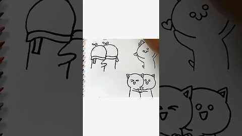 How to draw and paint Cute Love Cat Stickers #shorts
