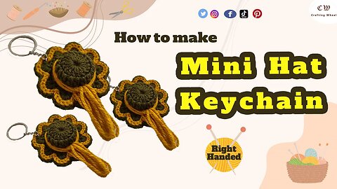 How to make mini crochet hat keychain ( Right Handed )