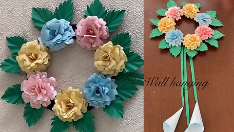 Paper flowers wall hanging.