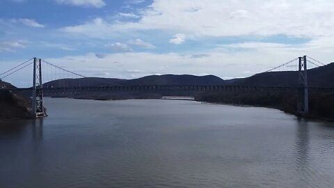 Drone Flying Near Bear Mountain Bridge | Hudson Valley River New York