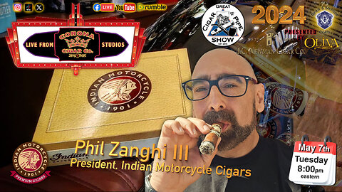 Start your engines folks! Philip Zanghi III, President of Indian Motorcycle Cigars joins the crew.