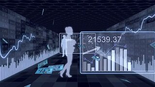 scattering dollar banknotes in a tunnel of dynamic stock market boards and silhouet SBV 347167473 HD