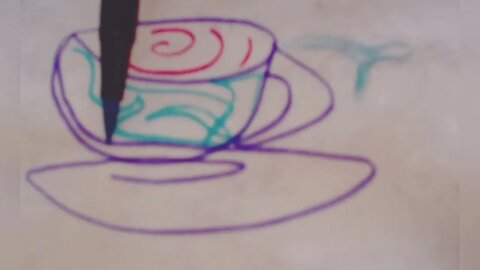 latte continuous drawing art and poem #tombowdualbrushpens #justforfun #intuitiveart #dontgiveup