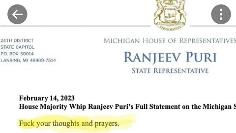 Michigan State University Shooting State Rep. F*ck your Thoughts & Prayers