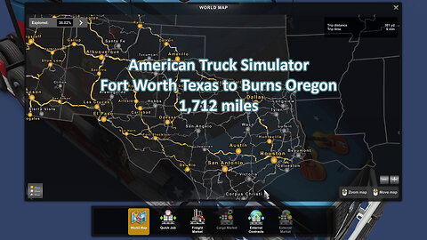 American Truck Simulator. Fort Worth Texas to Burns Oregon 1,712 miles (no talking)