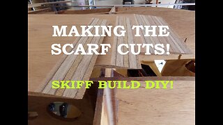 Scarf Cutting the Ends of the Plywood Panels, Flats Skiff Boat Build - June 2021