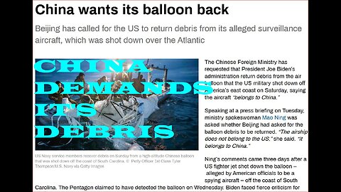 China demands return of their downed spy balloon saying the aircraft “belongs to China.”!