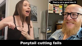 Hairdresser reacts to Ponytail cutting fails.