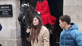 Her face when the Horse moves its head towards her #horseguardsparade