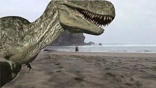 This T-REX Dinosaur on the beach ...