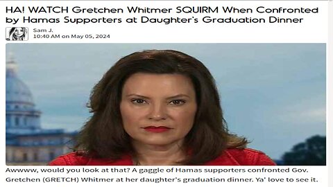 Michigan Gov. Gretchen Whitmer Harrassed by Hamas Protester