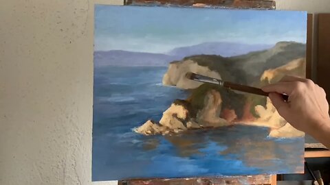 Seascape Oil Painting DEMO: Adjusting Shapes, Values, Atmospheric Perspective & Color