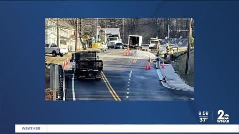 Pair of water main breaks impact Tuesday morning commute in Baltimore County