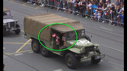 Pilsen, Czech Republic: US Army Memorial Parade 2024 w. Nazi-Swastika Flag
