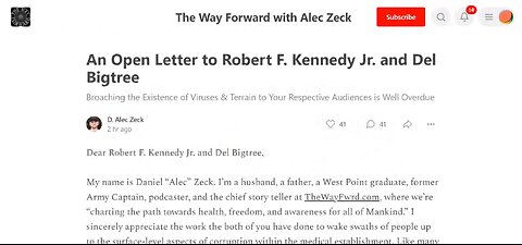 Dr Alec Zeck: An Open Letter to Robert F. Kennedy Jr. and Del Bigtree