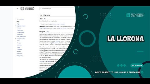 La Llorona is a Hispanic-American mythical vengeful ghost who is said to roam near bodies of