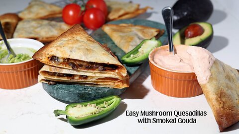 Make these for Cinco de Mayo. Easy Mushroom Quesadillas with Smoked Gouda.