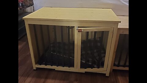 Review Mcombo Wooden Dog Crate Furniture End Table with Door, No Assembly Portable Foldable Pet...