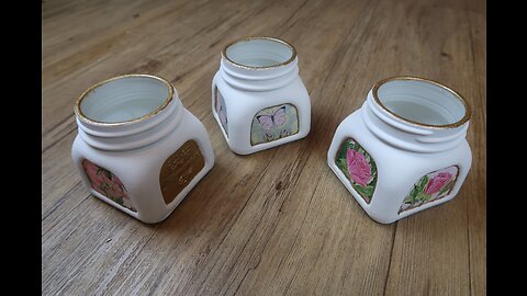 How to paint glass jars, using chalk paint and tissue paper decoupage