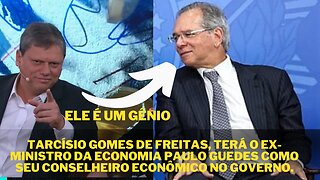 Tarcísio, terá o ex-ministro da Economia Paulo Guedes como seu conselheiro econômico no governo.