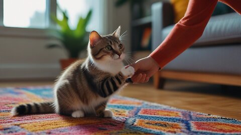 Gives high five to his playful cat - CATS Crazy