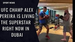 UFC middleweight champ Alex Pereira showing off his hands in today’s pad session in Dubai