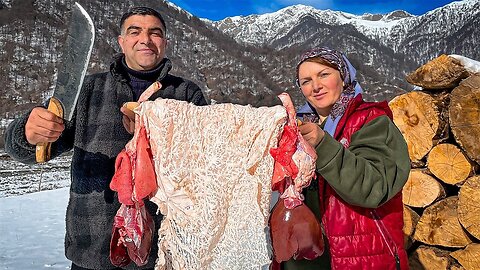 KHAN KEBAB - Azerbaijani Kebab Recipe from Lamb Stomach, Liver and Lungs