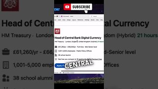 Central Bank Digital Currency Job in UK? End of Crypto? #shorts