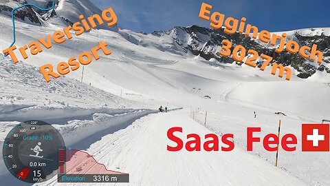 [4K] Skiing Saas Fee, Traversing the Resort via Egginerjoch 3027m, Wallis Switzerland, GoPro HERO9