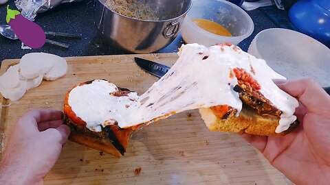 🍆 This Cheesy Air Fryer Eggplant Parmesan Sandwich is the best! * asmr cooking recipe * 🍆