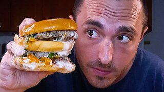 ASMR Eating Double 4 Cheese Alfredo Burger ! Messy Mukbang No Talking !