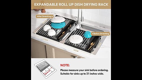 Ahyuan Large Roll up Dish Drying Rack Foldable Dish Rack Over Sink Dish Drainer Roll-up Sink Dr...