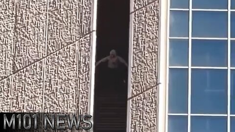 Police and Emergency Crews Are Monitoring A Man Climbing Chase Tower in Downtown Phoenix, Arizona