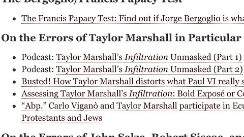 On the Errors of Taylor Marshall @DrTaylorMarshall #AntipopeFrancis #NovusOrdoAntichurch