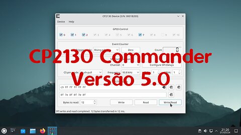 CP2130 Commander: Demonstração da versão 5.0 no Kubuntu 23.10