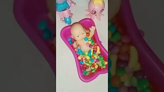 Satisfying Video | Mixing Candy In Bathtub With Choco Bean Pearls & Gems Toffee Cutting ASMR