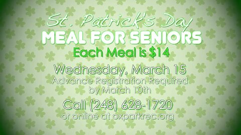 St. Patricks Meal for Seniors 3/15/23