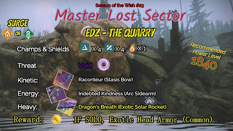Destiny 2 Master Lost Sector: EDZ - The Quarry on my Arc Titan 5-10-24