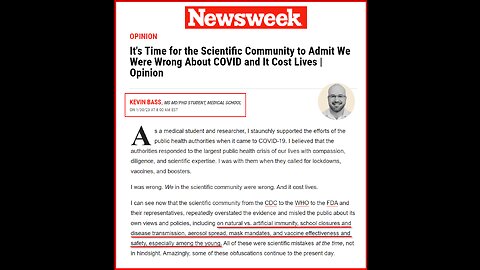 Newsweek: "It's Time for the Scientific Community to Admit We Were Wrong About COVID"