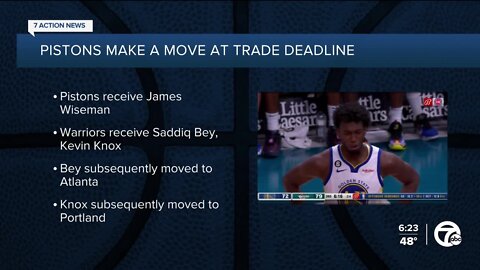 Pistons get James Wiseman in trade deadline deal with Warriors
