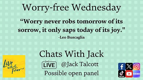 A Clear Conscience; Chats with Jack and Open(ish) Panel Opportunity