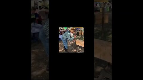 Hewing a Log at Pioneer Village in Search AR