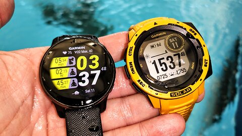 Swim Cam Day 37 - Garmin vs. Garmin (Instinct Solar versus Venu 2 Plus lap swim & VLOG...)