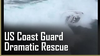 US Coast Guard dramatic rescue as wave overturns boat
