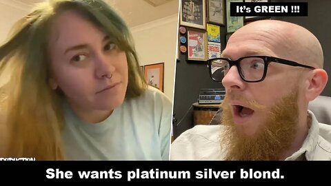 She wants platinum silver blond and gets GREEN !!! Hairdresser reacts to hair fails.