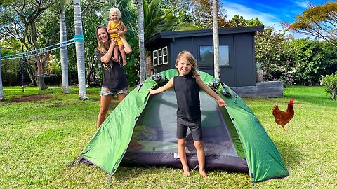 CAMPING OVERNIGHT IN OUR BACKYARD - Cooking Fresh Chicken Eggs for Breakfast