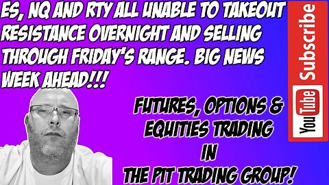 Overnight Sell - ES E mini S&P500 NQ NASDAQ 100 Premarket Trade Plan -The Pit Futures Trading